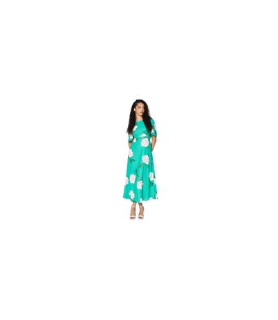 Womens/ladies floral tall flutter midi dress green Dorothy Perkins