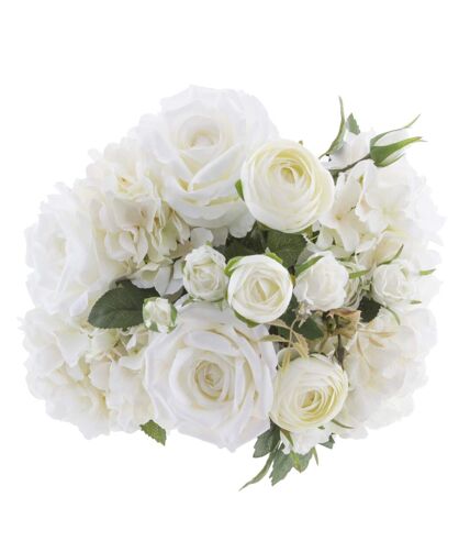 Bouquet artificiel de 18 Fleurs - H. 50 cm - Blanc