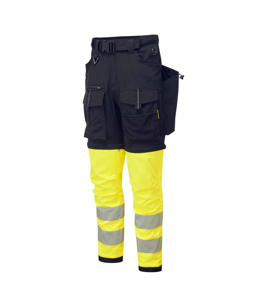 Unisex adult ultimate modular contrast 3 in 1 trousers black/yellow Portwest