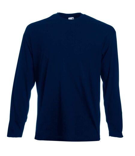 Fruit Of The Loom Mens Valueweight Crew Neck Long Sleeve T-Shirt (Deep Navy)