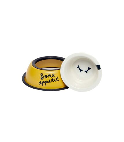Joules Bone Appetite Dog Bowl (Yellow/White) (One Size) - UTBZ5009