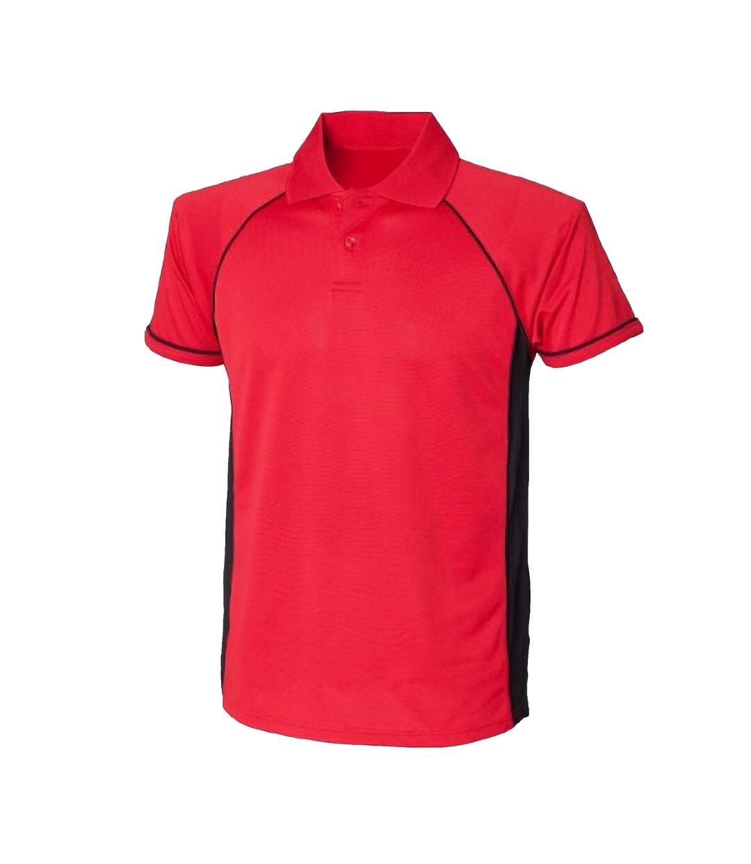 Finden & Hales Mens Panel Performance Sports Polo T-Shirt (Red/Black)