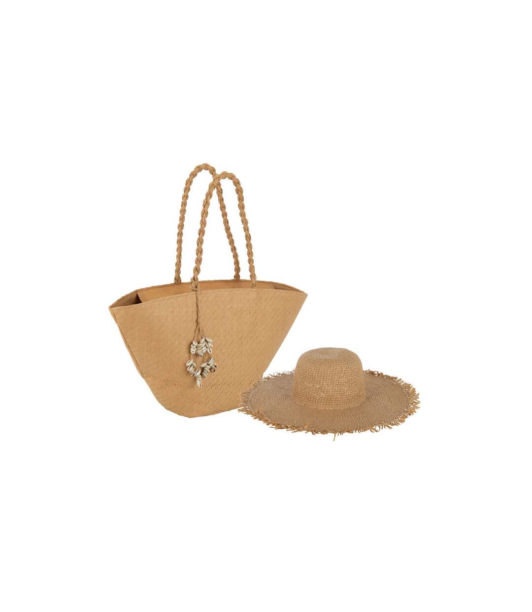 Ensemble Sac de Plage & Chapeau Coquillages 57cm Naturel-1