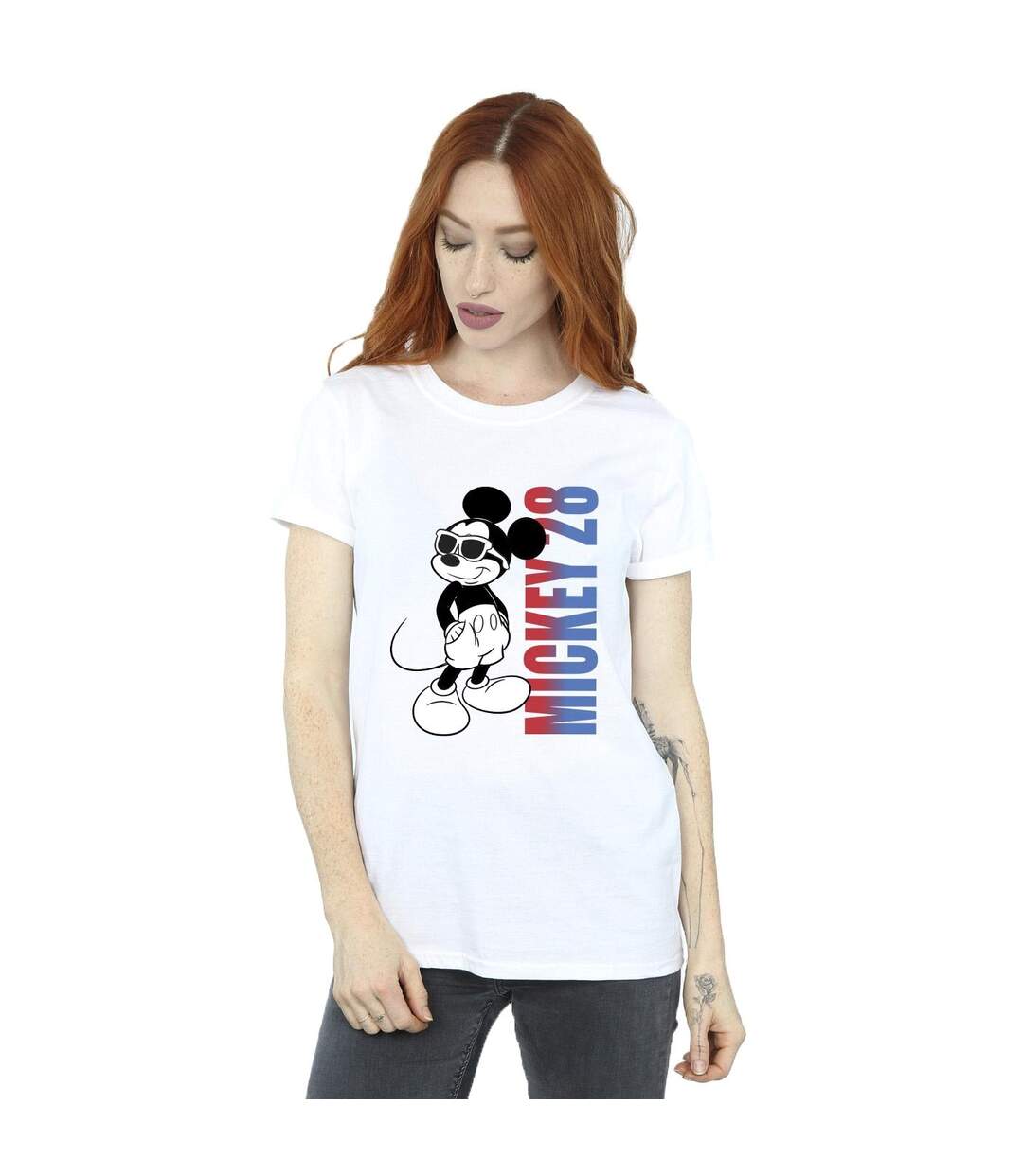 Disney T-shirt boyfriend en coton dégradé Mickey Mouse Femme/Ladies (Blanc) - UTBI38286-2