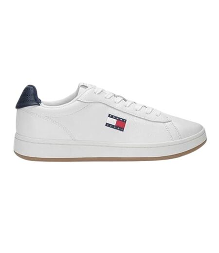Womens/ladies Archive 98 Elvatd Logo Leather Casual Trainers Ecru Navy Tommy Jeans