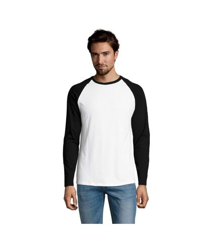 SOLS Mens Funky Contrast Long Sleeve T-Shirt (White/Deep Black) - UTPC3513
