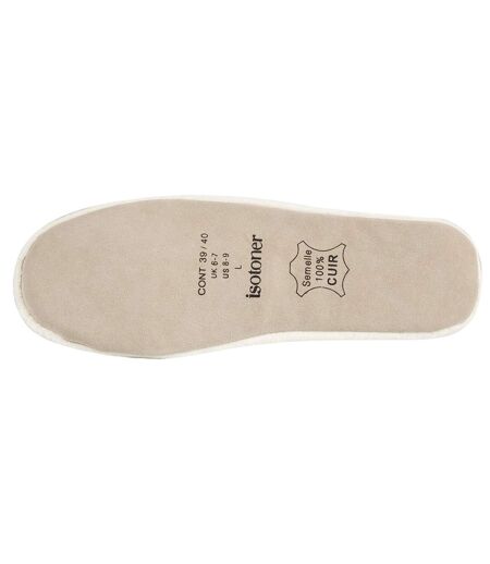 Isotoner Chaussons Ballerines femme ultra confortables, semelle en cuir, détail grand nœud