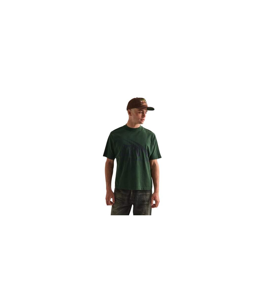 Mens Logo Cotton Regular T-shirt Washed Green GodMade-1