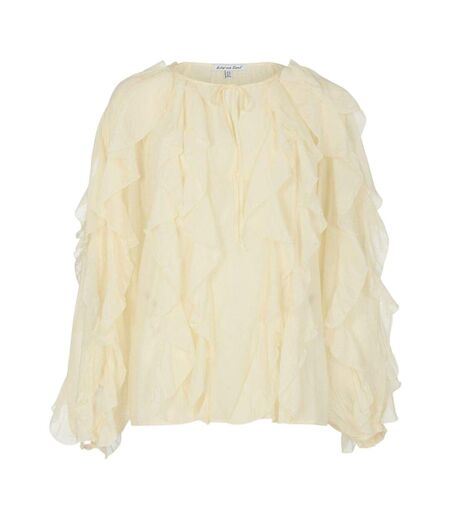 Blouse Manches À Volant Sophie Femme Beige Lily And Lionel