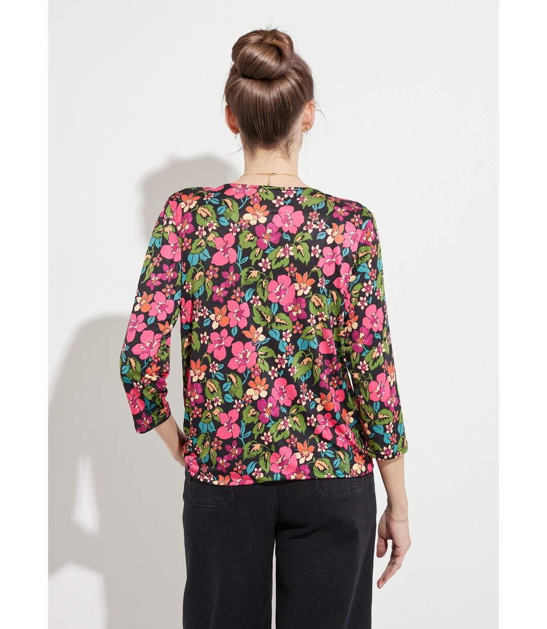 T-shirt blousant cache-coeur fleuri-2