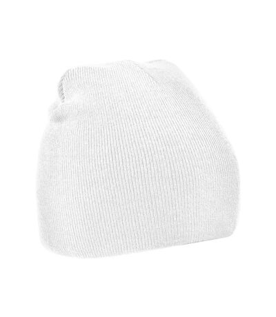 Plain basic knitted winter beanie hat white Beechfield