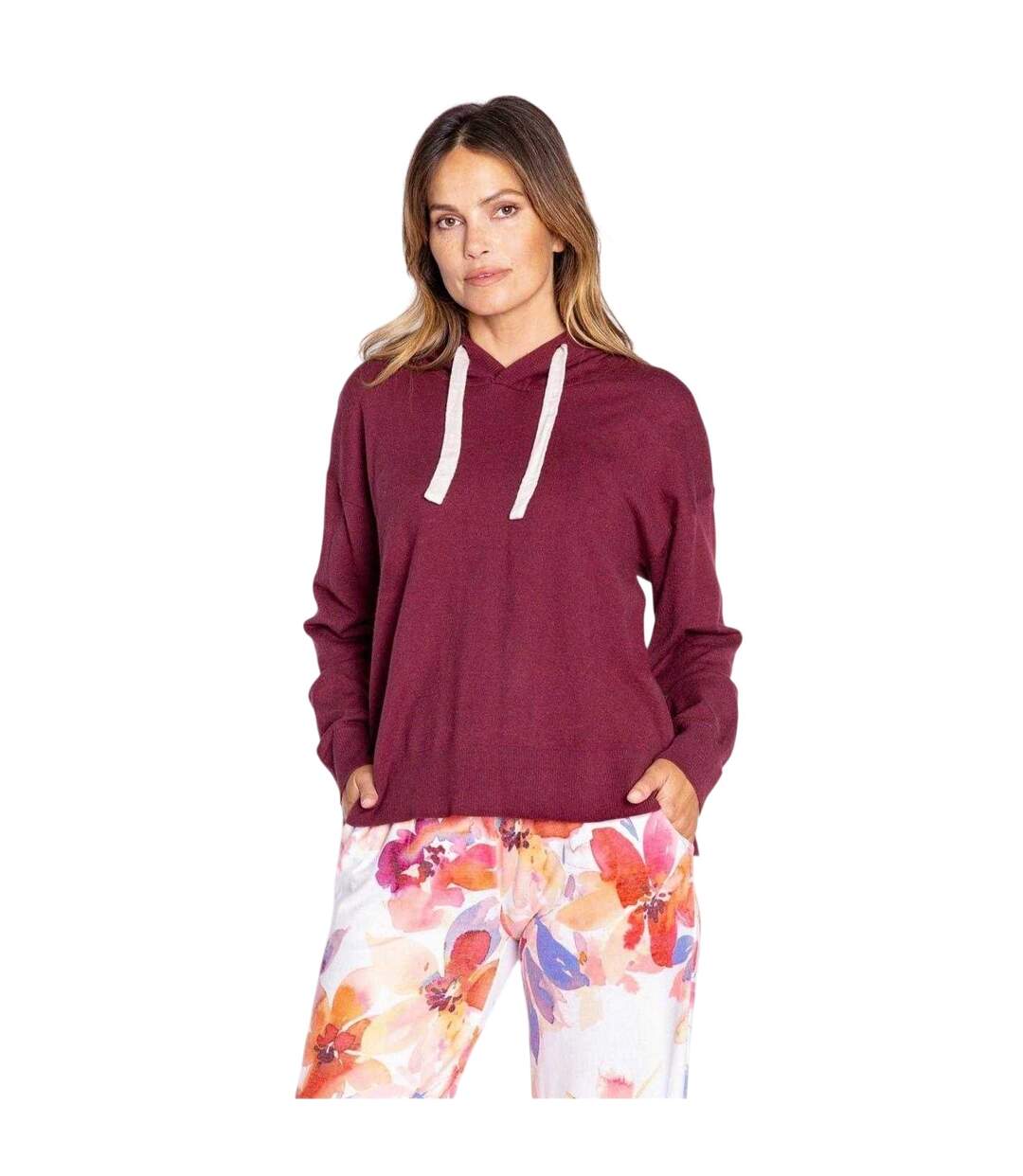Sweat À Capuche Avec Cordons Femme Bordeaux PJ Salvage-2