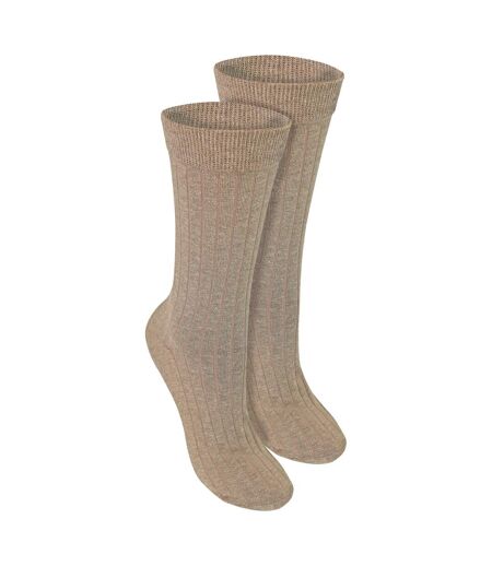 Steven - 2 Paires de Chaussettes Femme Sans Couture en Laine de Chameau Douces