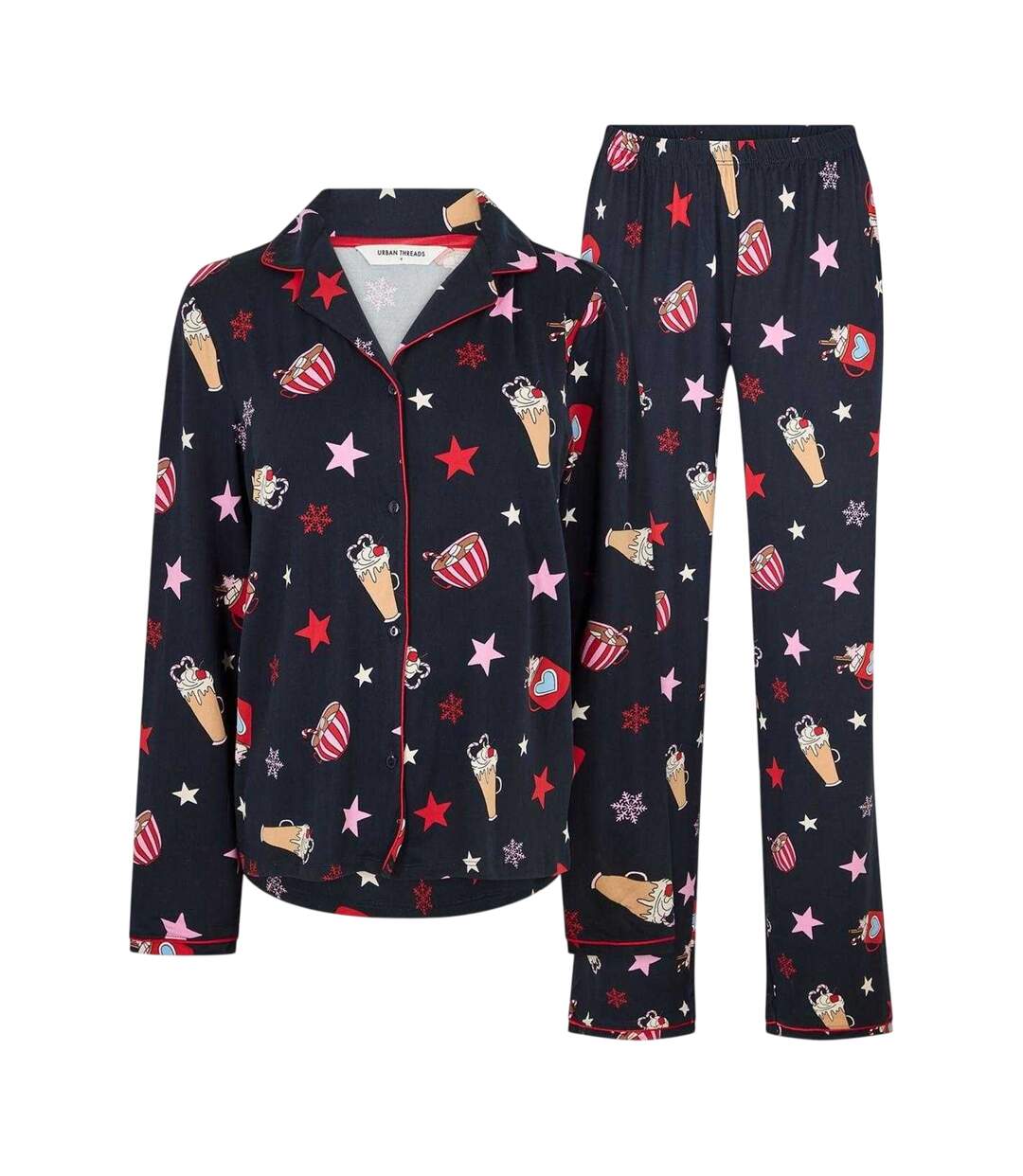 Ensemble De Pyjama Femme Bleu Marine Marron Foncé Urban Threads-1