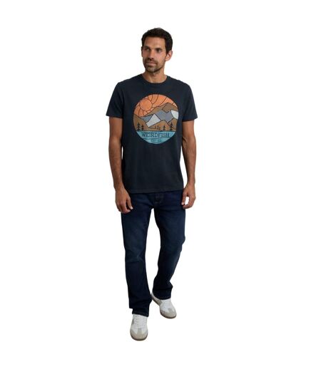 Mens foothills printed organic cotton t-shirt navy Weird Fish