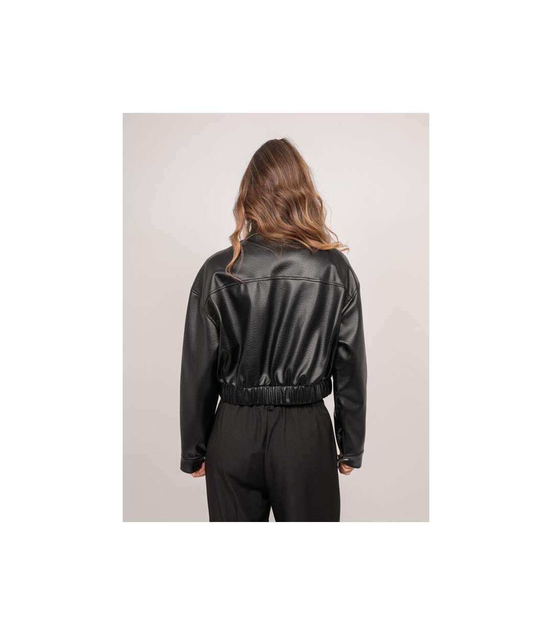 Blouson court simili cuir col montant UZAY - Dona X Lisa-2