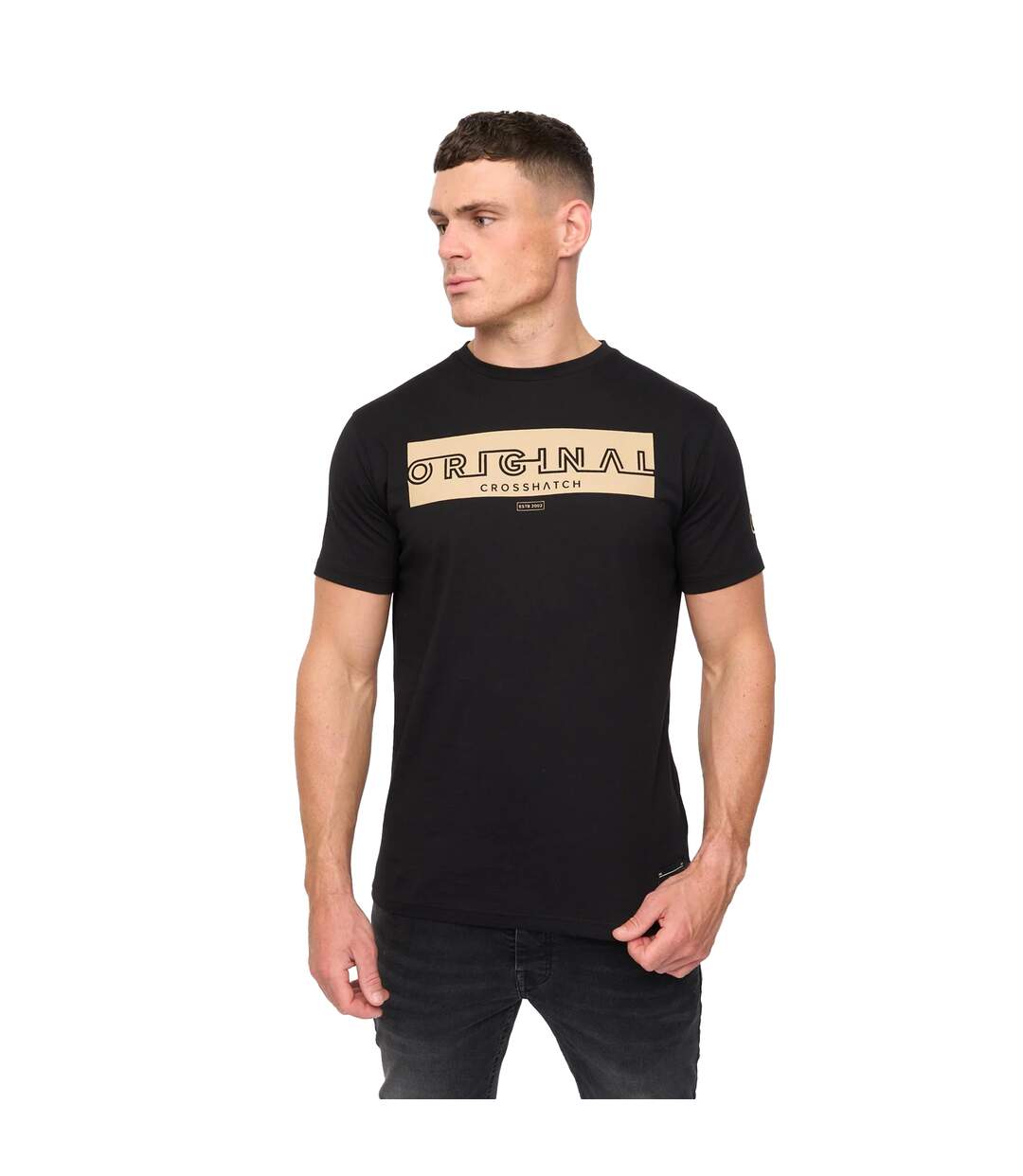 Mens Kratmoss T-shirt Black Crosshatch-2