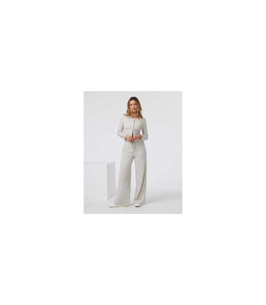 Pantalon Large Femme Halo Essential Écru Chiné Vuori-1