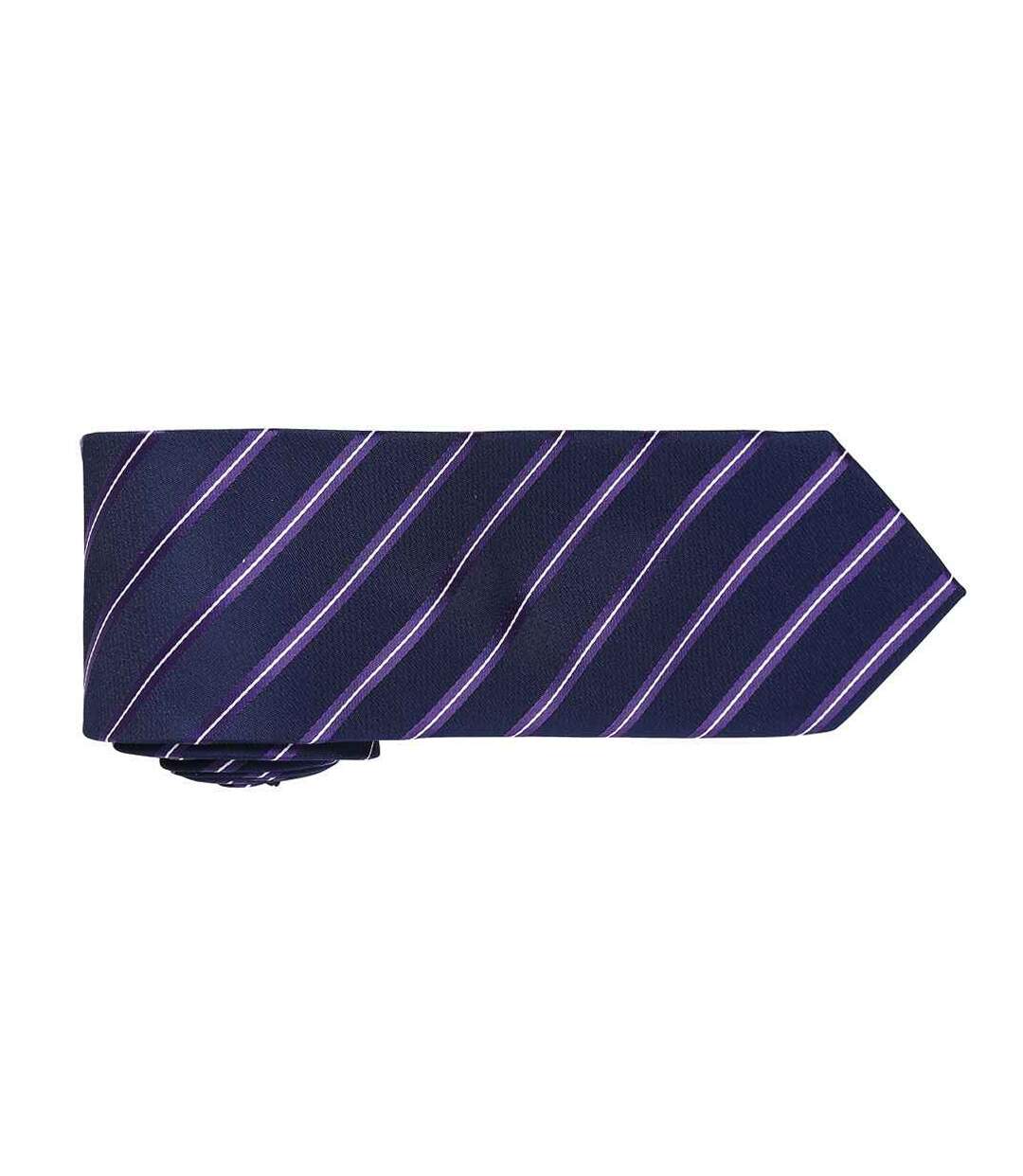 Cravate Rayée Homme Taille Unique Bleu Marine Violet Premier-2