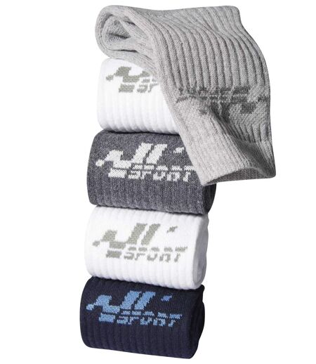 Pack of 5 Men's Sport Socks - White Grey Navy