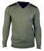 Pull Col V Homme Winchester Panel2 Vert Marine avec Renforts Suédine-2