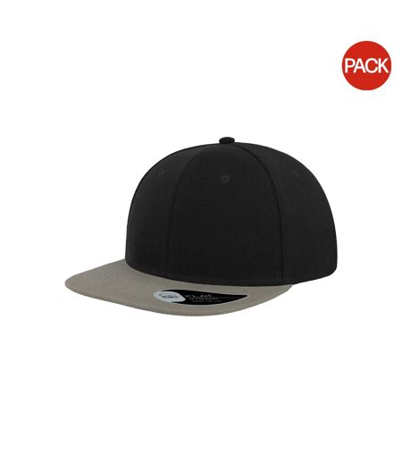 Lot de 2  casquettes avec visière plate adulte noir / gris Atlantis