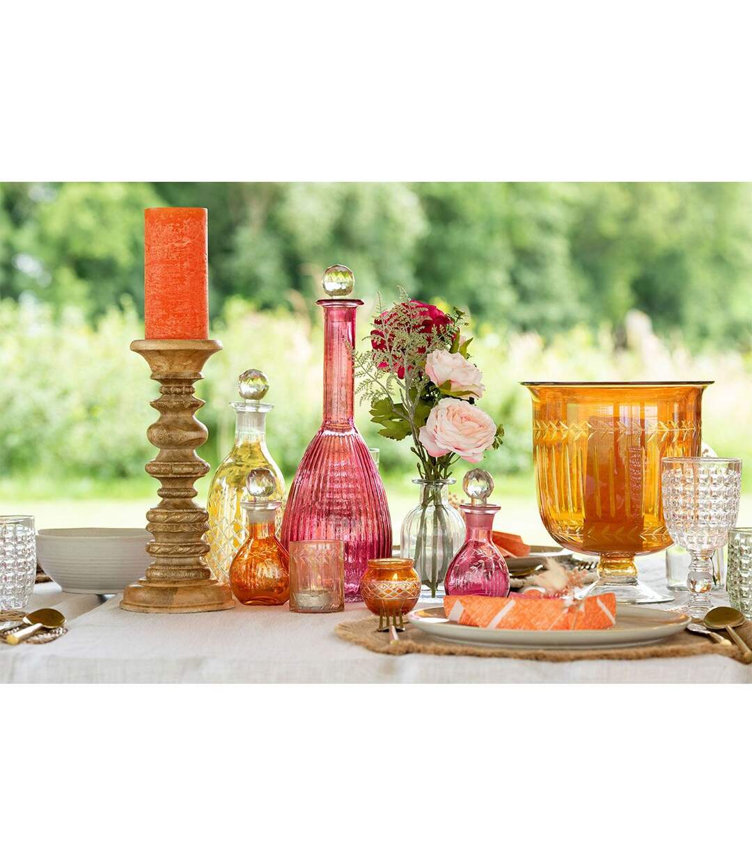 Carafe en Verre Lignes Anastasia 39cm Rouge-4