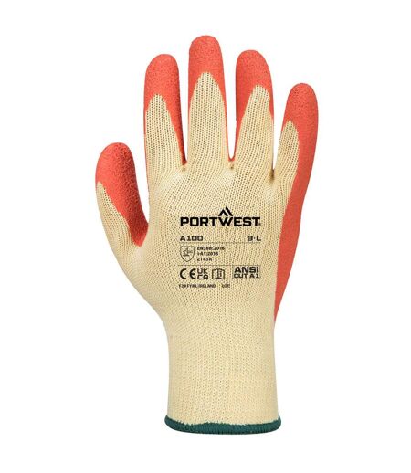 Portwest A100 Latex Grip Gloves (Orange) (L) - UTPW173