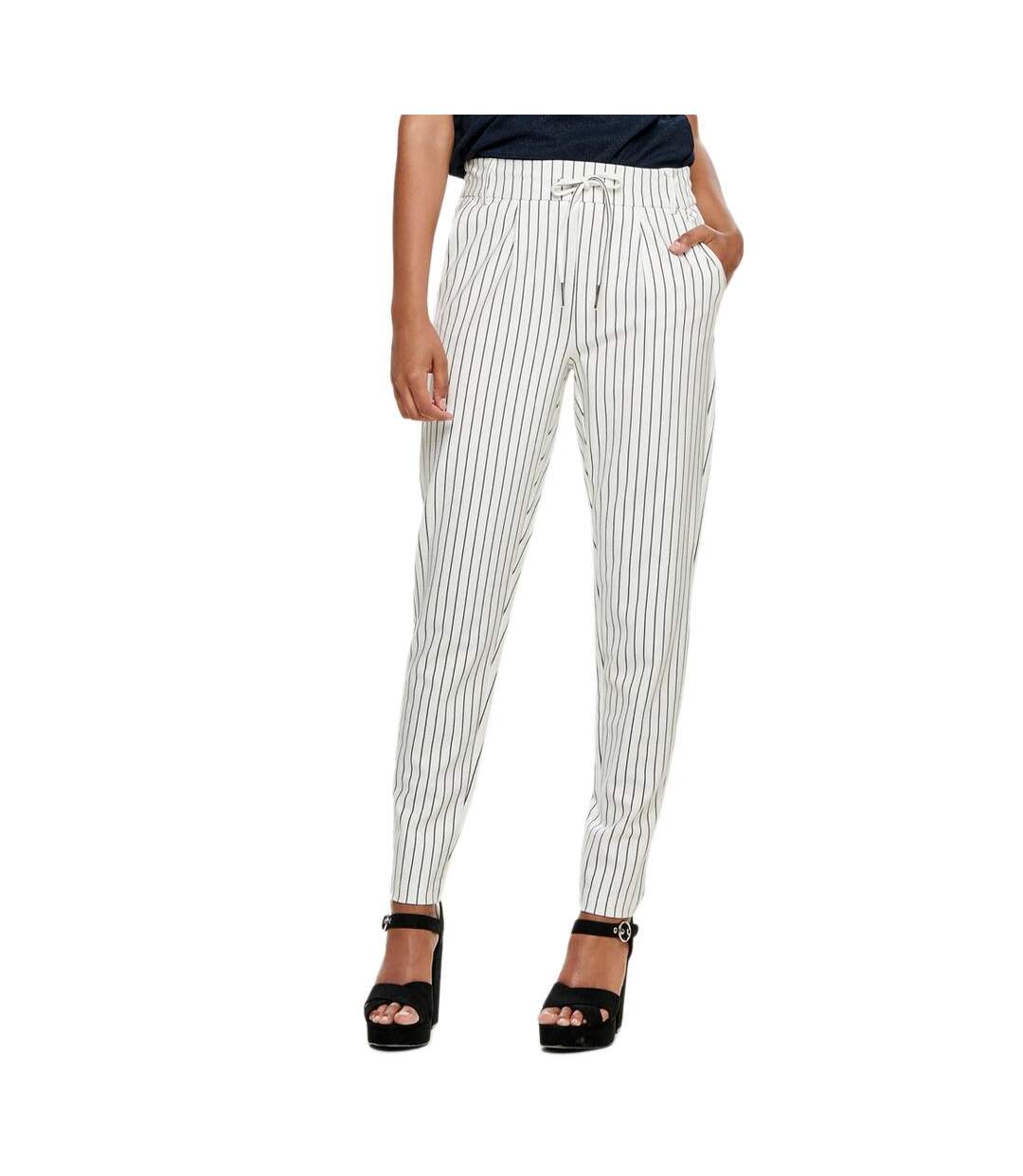 Pantalon Blanc à rayures Femme Only Poptrash - M-L32-1