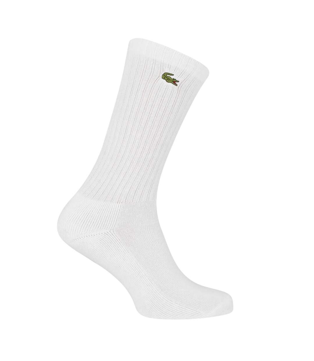 Pack Of 3  Unisex Adult Logo Cotton Crew Socks  White Lacoste-2