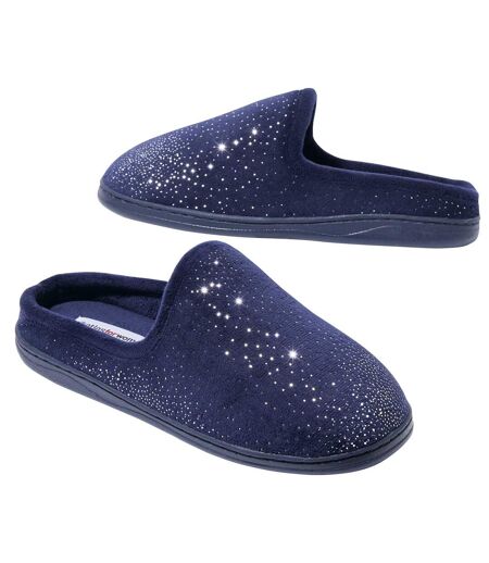 Women's Blue Velour Slippers