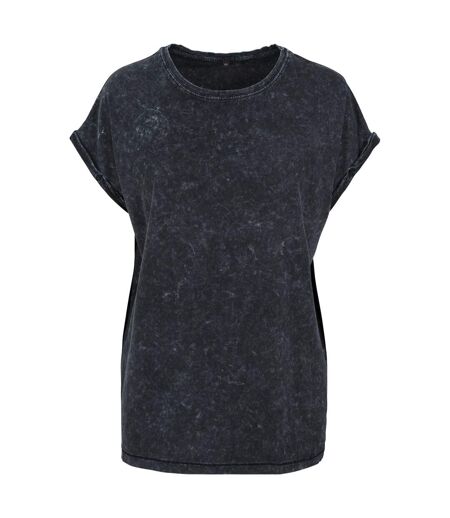 T-shirt Motif/style Délavé À L'acide Femme Noir Build Your Brand