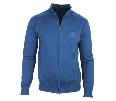 Cardigan Zippé Homme Bleu Winchester 100% Coton Doux & Confortable