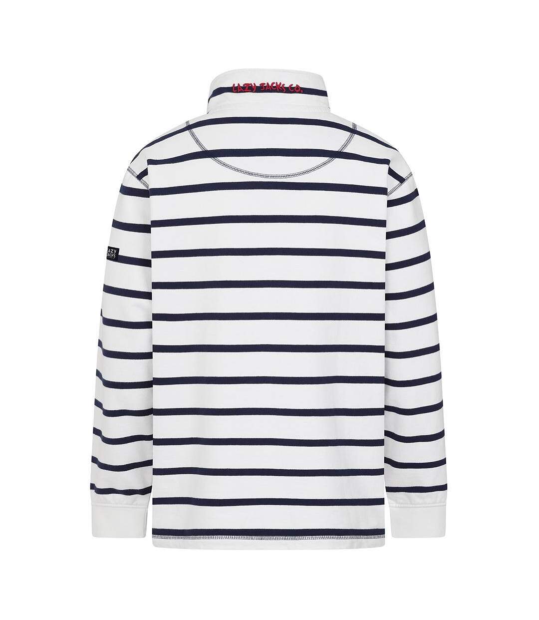 Sweat Motif/style Rayé Homme Blanc Lazy Jacks-4