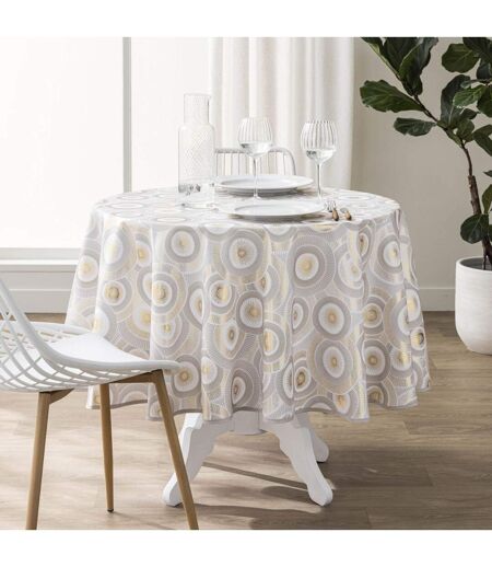 Nappe Imprimé Métallisé Eclipse 180cm Blanc