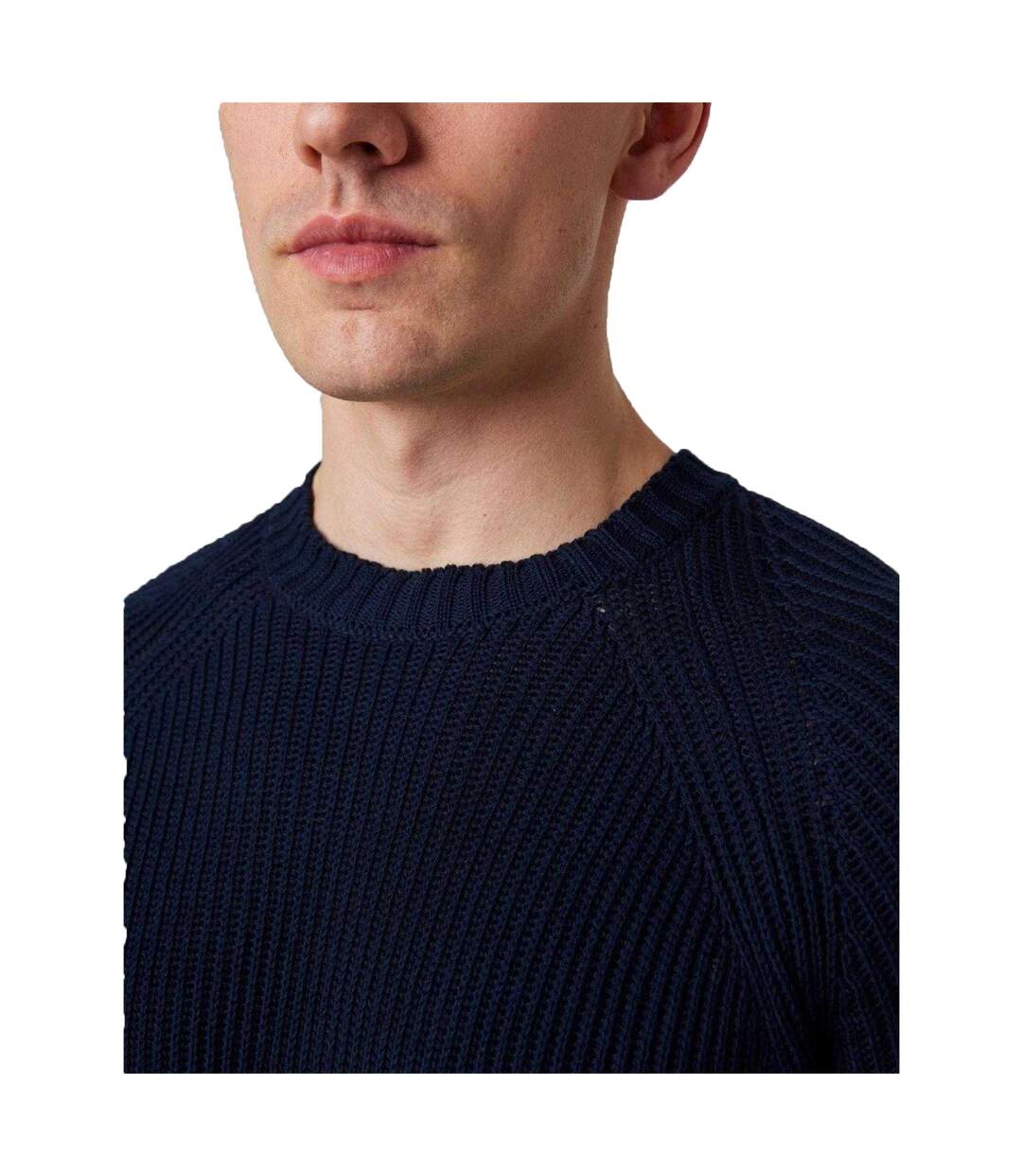 Mens Harry Ribbed Raglan Jumper Navy Peregrine-3