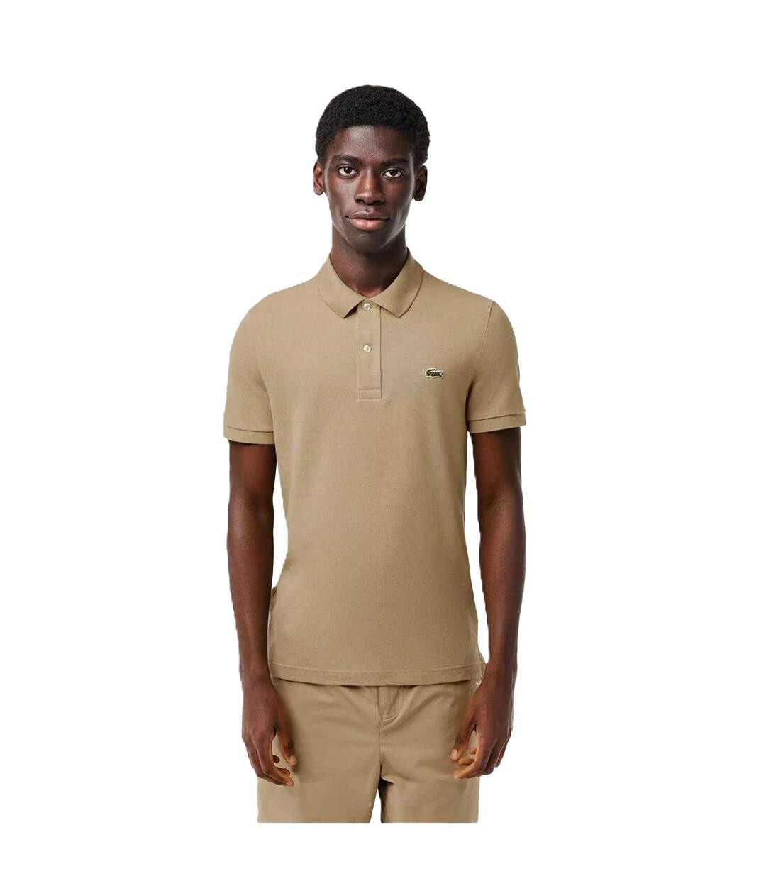 Mens Embroidered Logo Polo Shirt Tan Lacoste-1