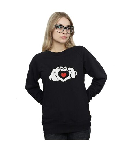 Disney Sweatshirt Womens/Ladies Mickey Mouse Heart Hands (Noir) - UTBI27404
