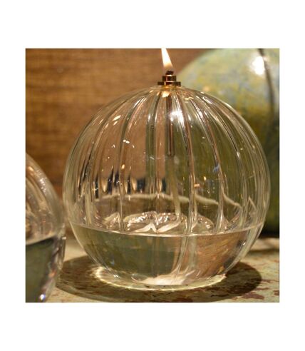 Ensemble lampe à huile en verre strié Sphere avec huile de paraffine offerte
