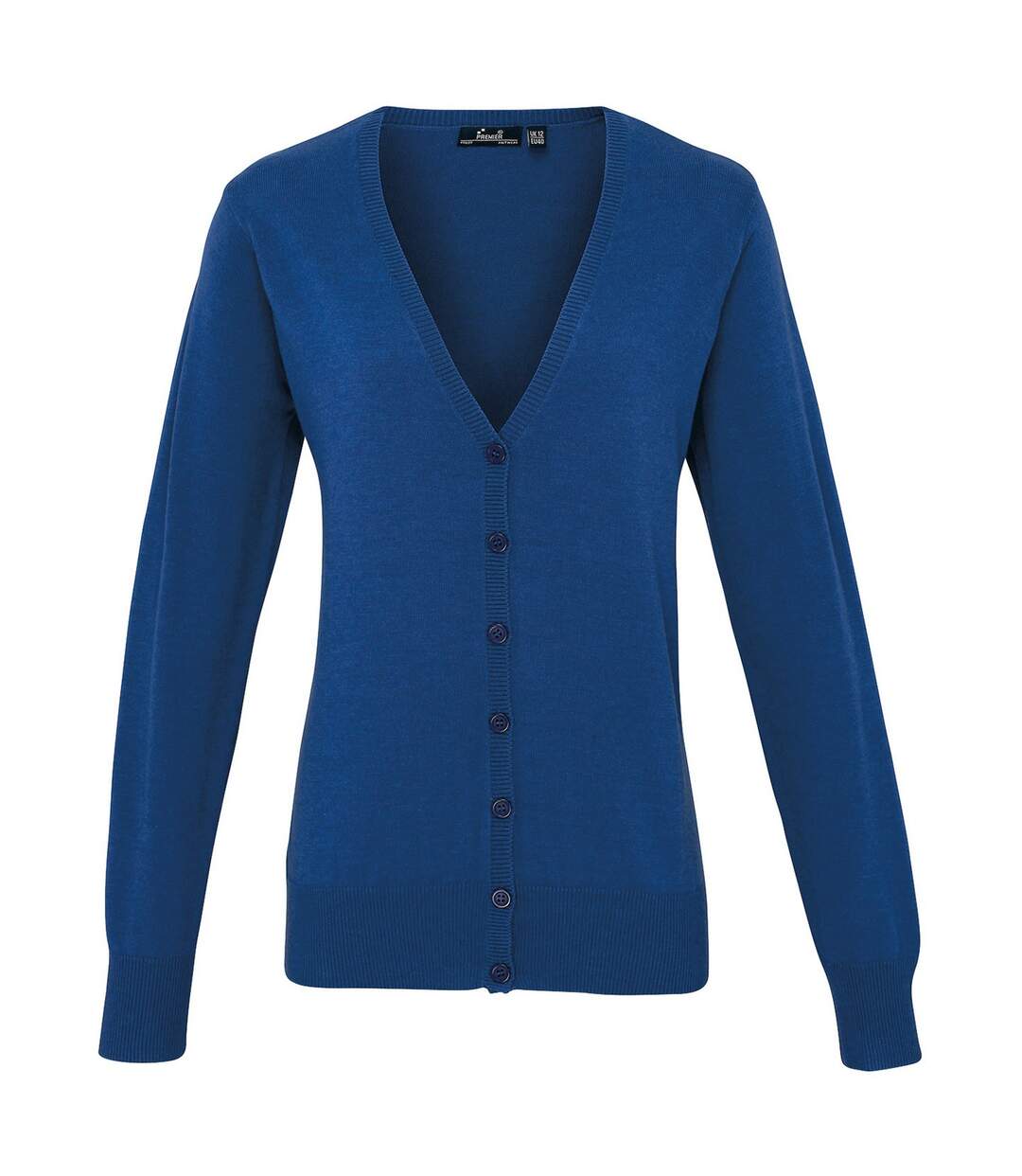 Womens/ladies cotton acrylic v neck cardigan royal blue Premier-1