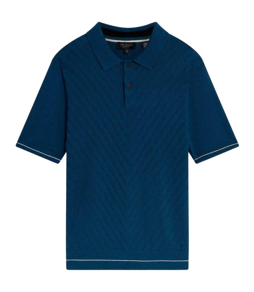 Mens Chevron Knitted Short-sleeved Polo Shirt Navy Ted Baker-2