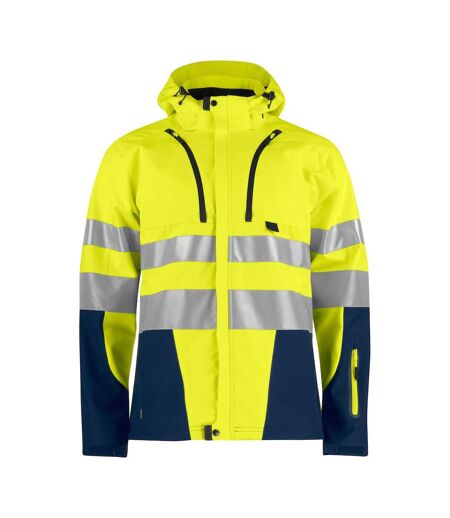 Mens Softshell Hi-vis Jacket Yellow Navy Projob
