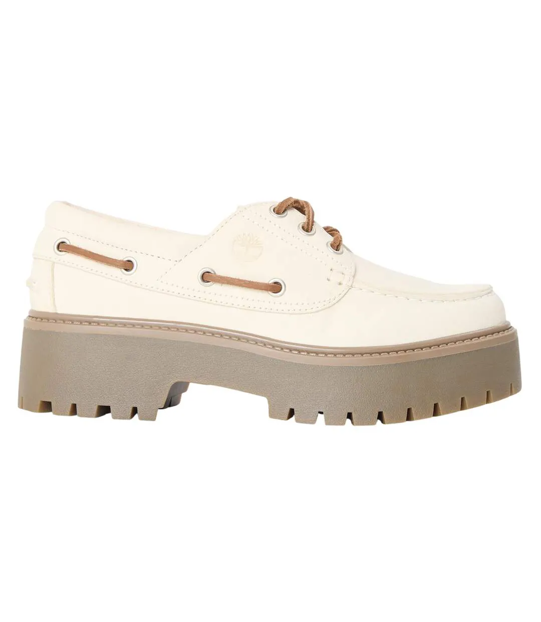 Womens/ladies Stone Street Nubuck Platform Boat Shoes Natural Timberland-1