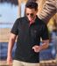 Pack of 3 Men's Casual Polo Shirts - Beige Black Red 