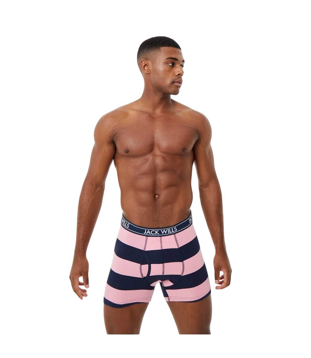 Lot De 3  Boxers Motif/style À Rayures Daundley Homme Rose Bleu Marine Jack Wills-4