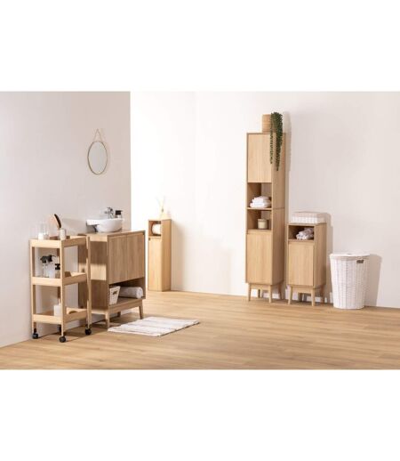 Meuble bas 1 porte et 1 niche effet bois naturel ABANA - Beige