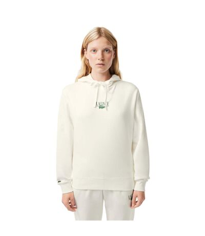 Womens/ladies Fleece Relaxed Fit Hoodie Cream Lacoste