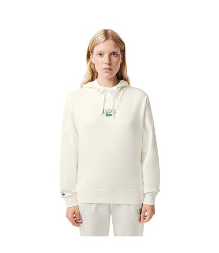 Womens/ladies Fleece Relaxed Fit Hoodie Cream Lacoste