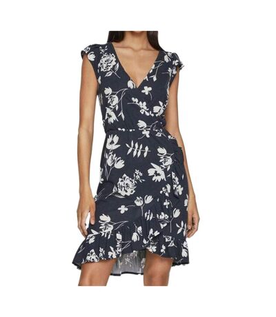 Robe Marine/Fleurs à volants Femme Vila Mooney - L