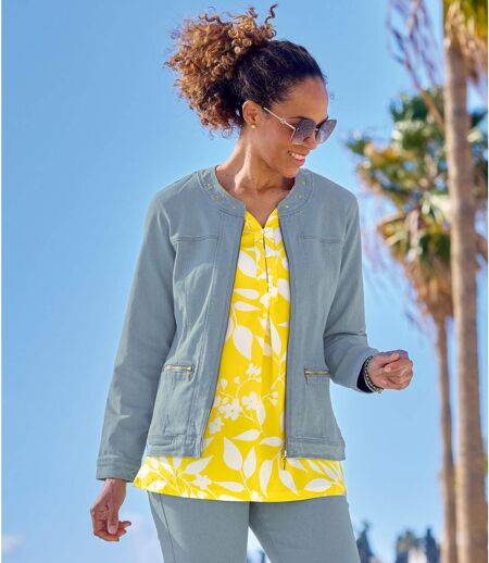 Veste en Jean Stretch Zippée 